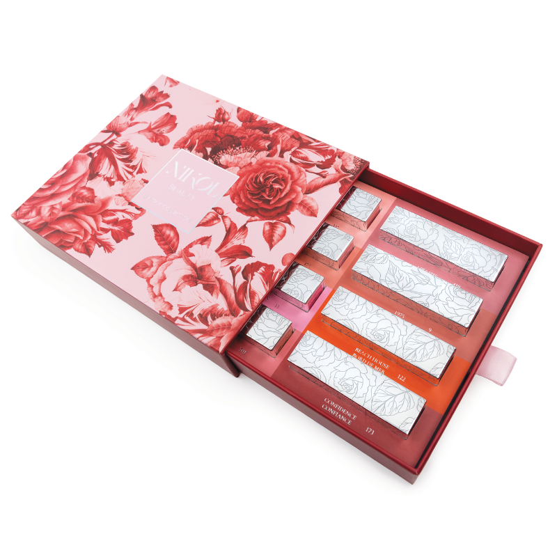 A limited-edition gift box, featuring six chocolate bars and three square chocolates in ornate, floral-themed packaging, is as visually delightful as the Shopgalaxys Lipstick Collection is to the lips.