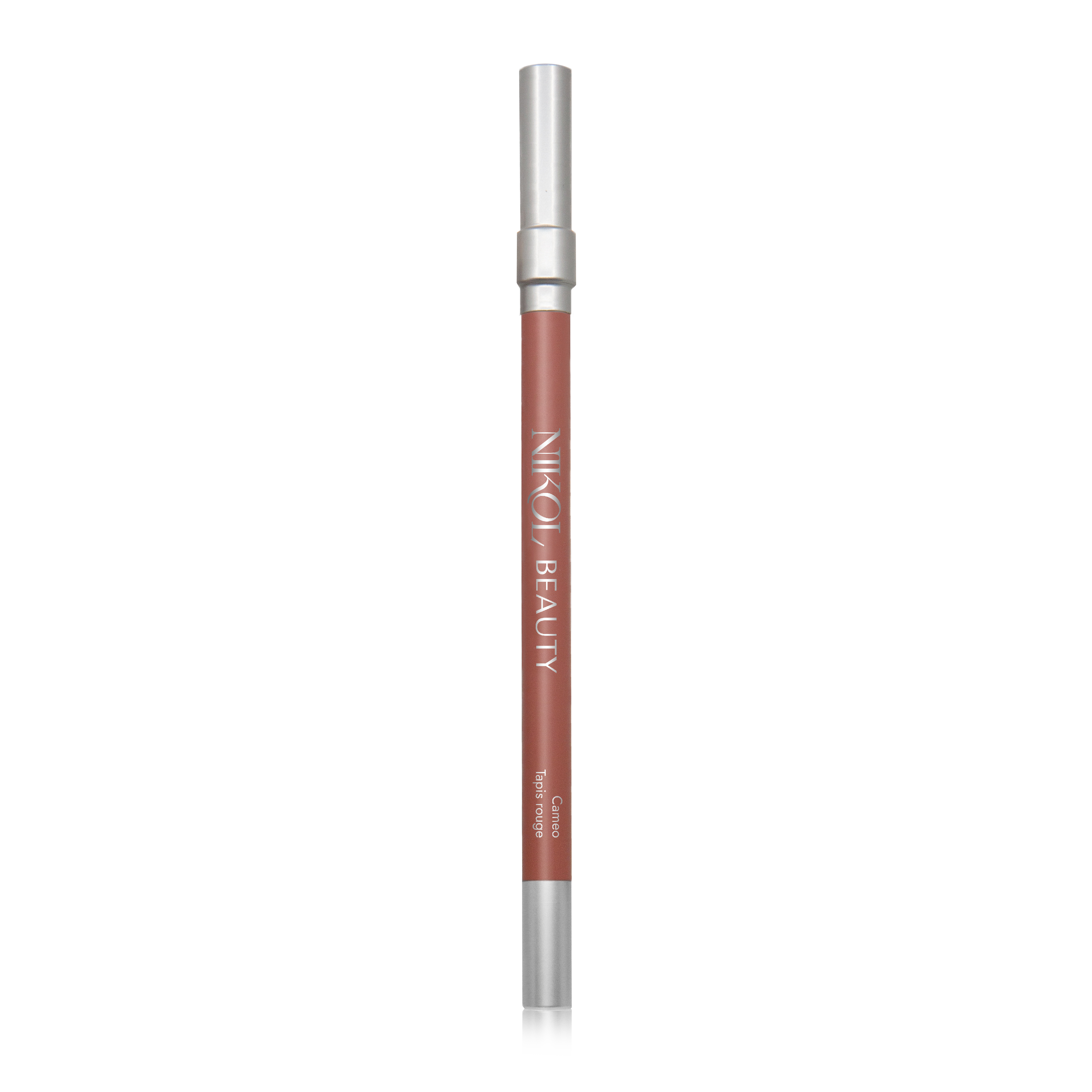 The WaterProof Lip Liner Pencil from Shopgalaxys features a mauve-pink body, silver cap, and Crayon Longue Tenue text. Ideal for mature women seeking precision, its waterproof formula and sleek design ensure lasting results.