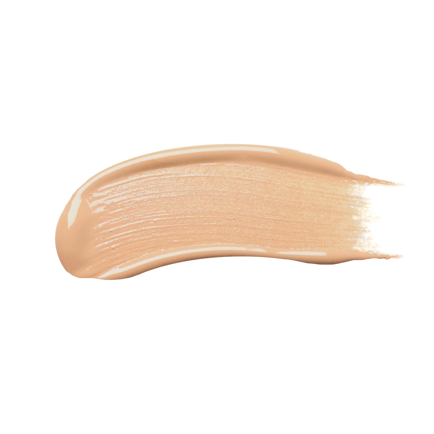 A smooth swipe of Shopgalaxyss Creamy Concealer, a high coverage beige with a glossy finish, is set against a white background, highlighting its texture and color.