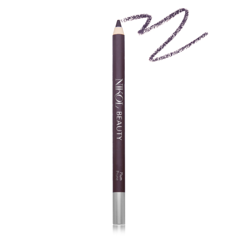 The Shopgalaxys WaterProof Eyeliner Pencil in dark purple Plum offers rich pigments for a vibrant color. A squiggle of this shade shows its impact, making it perfect for mature eyes seeking elegance and long-lasting allure.