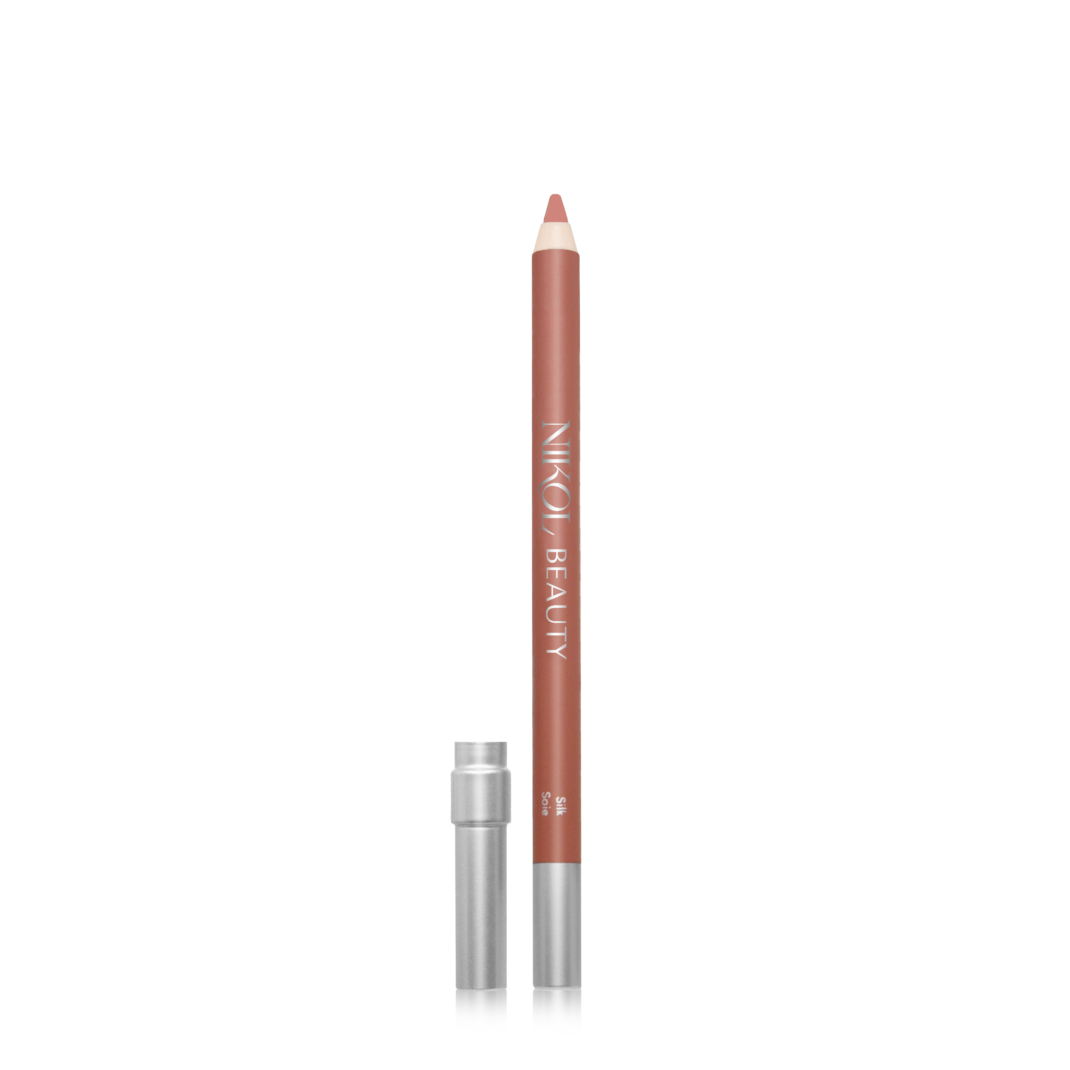 The WaterProof Lip Liner Pencil by Shopgalaxys features metallic accents and comes with a cap. Perfect for mature women seeking creamy, brown lip liners, its brand name is printed vertically on the body.