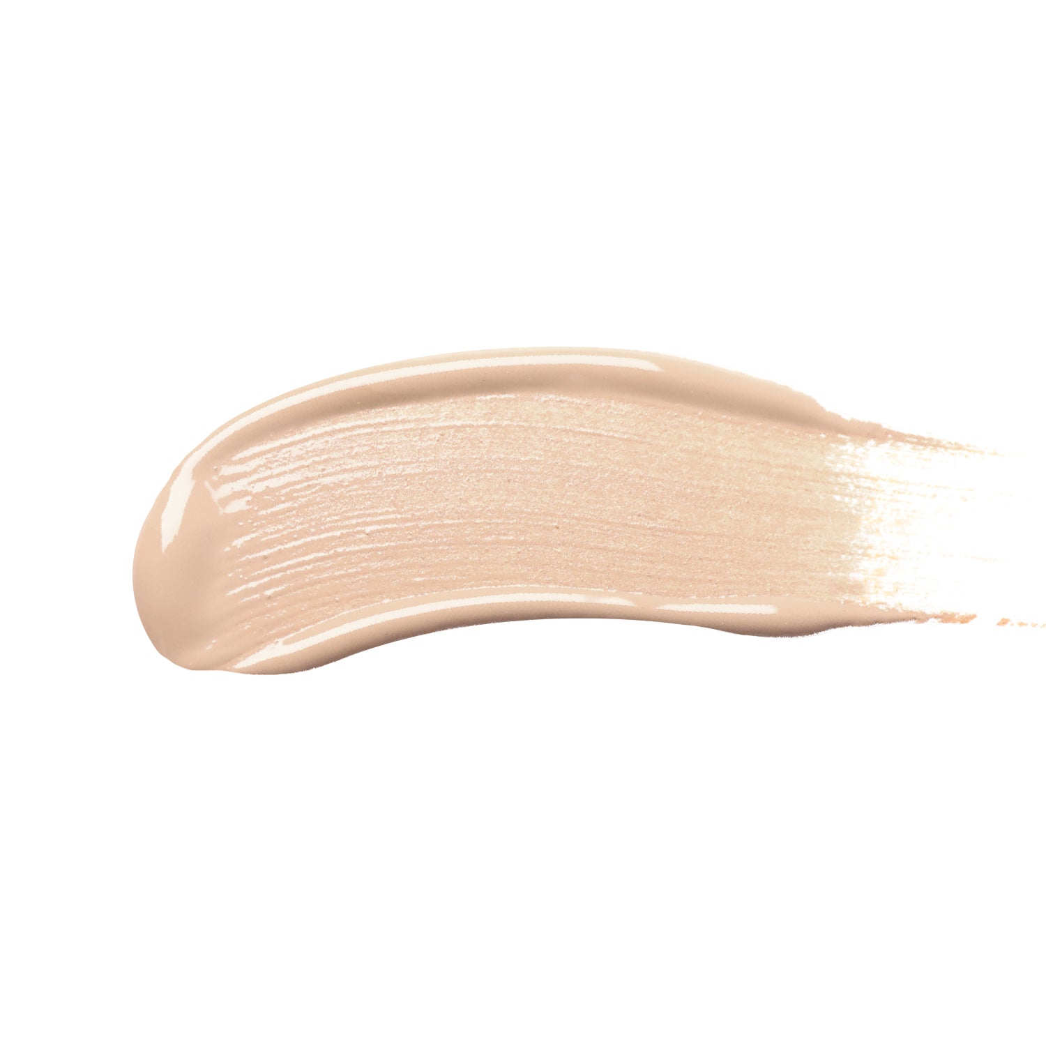 A smooth, light beige swatch of Shopgalaxyss Creamy Concealer with a shiny finish spreads horizontally on a plain white background, offering high coverage for clean beauty enthusiasts.